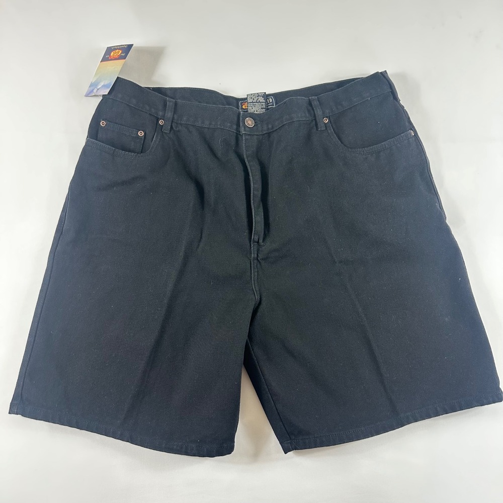 VTG Route 66 Mens‎ Black Relaxed Fit Cotton Denim Shorts Size 42